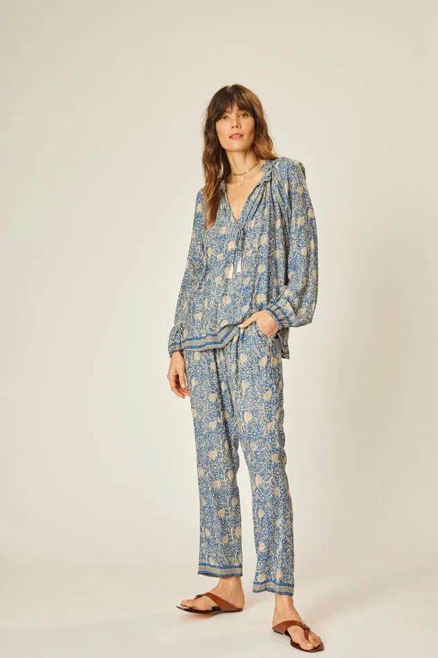 Penny Blouse Water Lily Blue Women Natalie Martin Tops