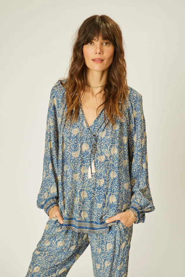 Penny Blouse Water Lily Blue Women Natalie Martin Tops