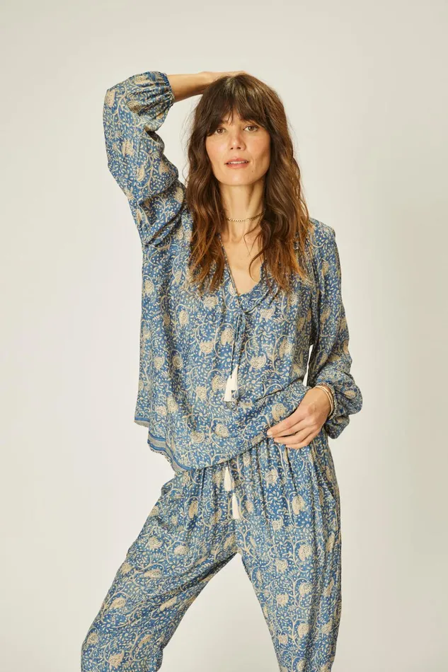 Penny Blouse Water Lily Blue Women Natalie Martin Tops