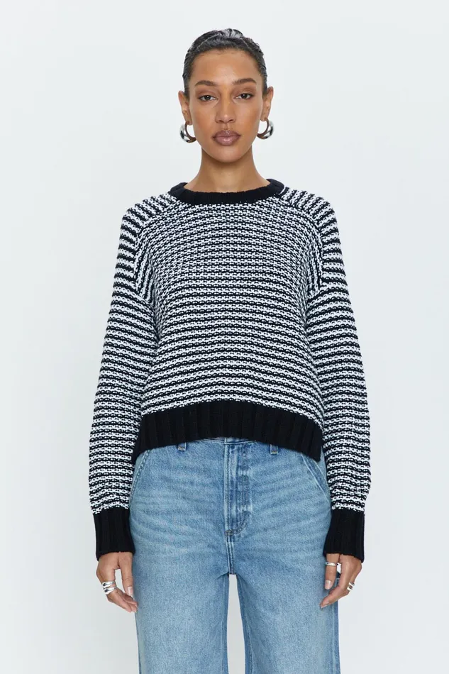Pistola Denim Adina Every Day Sweater 8211 Midnight White Women Sweaters and Knits