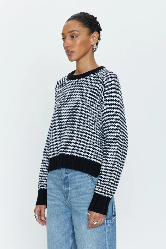 Pistola Denim Adina Every Day Sweater 8211 Midnight White Women Sweaters and Knits