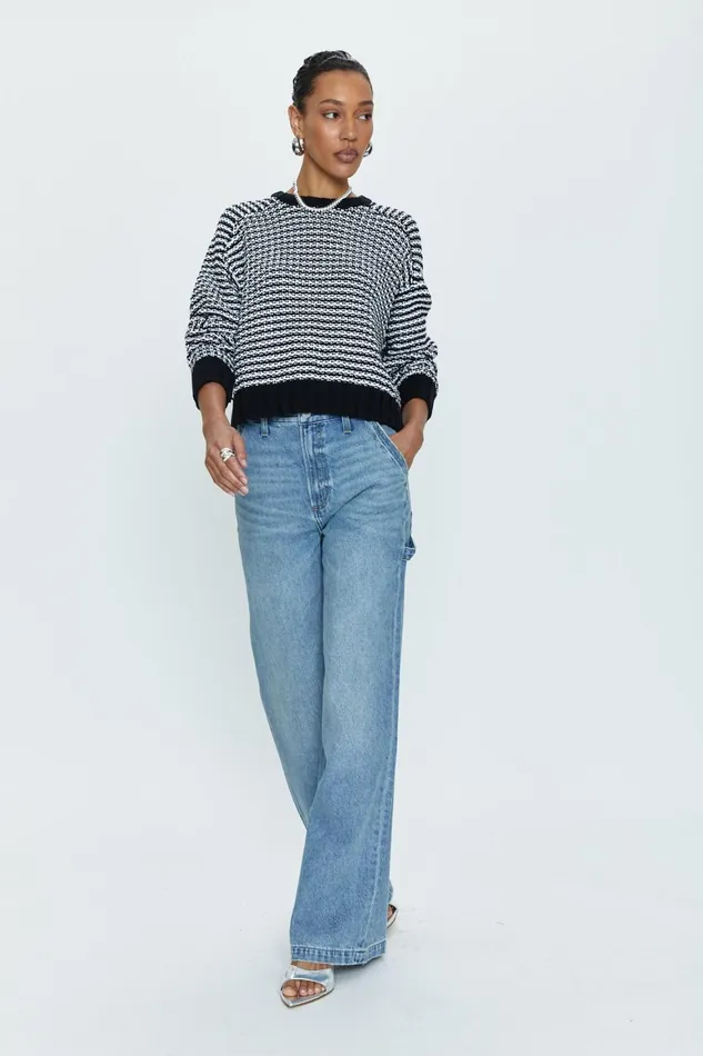 Pistola Denim Adina Every Day Sweater 8211 Midnight White Women Sweaters and Knits