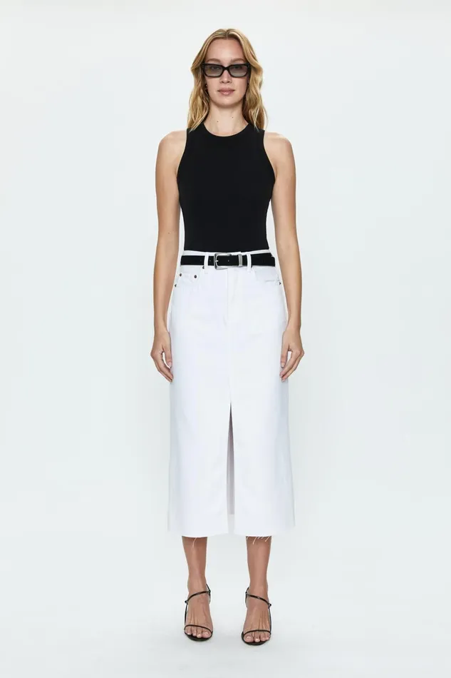 Pistola Denim Alice Midi Skirt 8211 White Women Denim