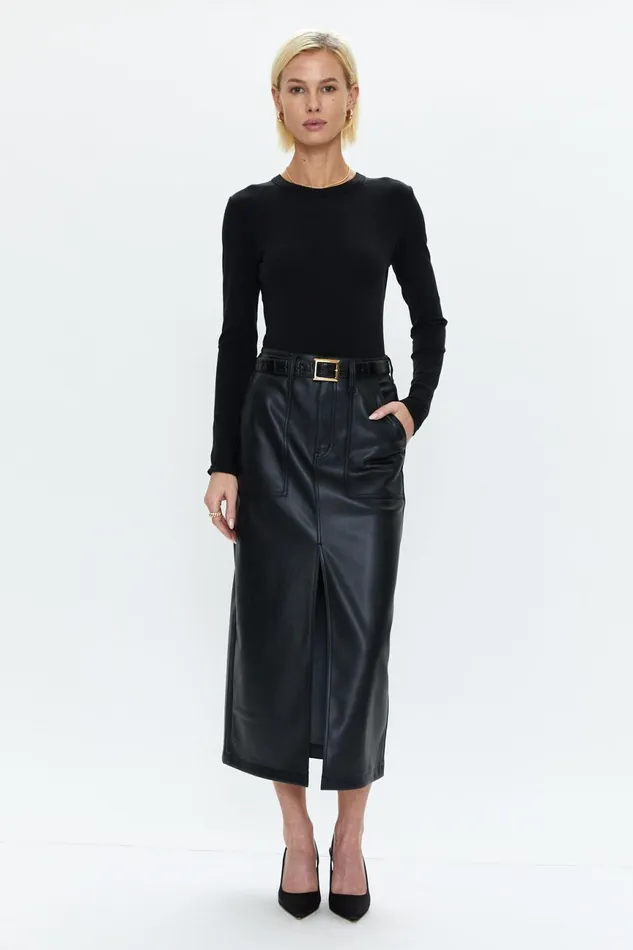 Pistola Denim Alice Utility Midi Skirt 8211 Slate Black Women Shorts and Skirts
