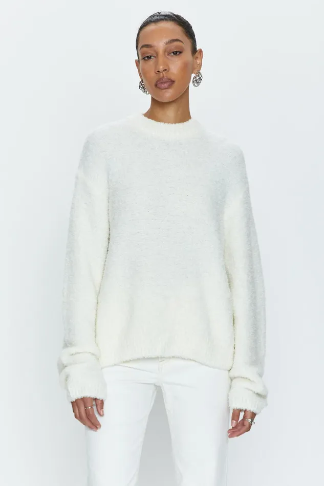 Pistola Denim Alpine Cozy Crew Neck Sweater 8211 Ivory Women Sweaters and Knits