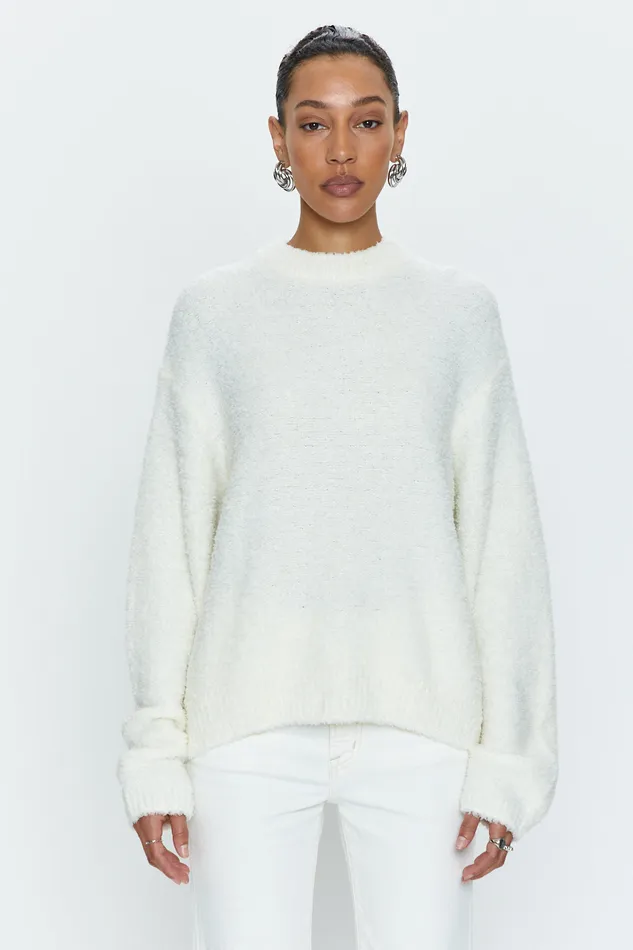 Pistola Denim Alpine Cozy Crew Neck Sweater 8211 Ivory Women Sweaters and Knits