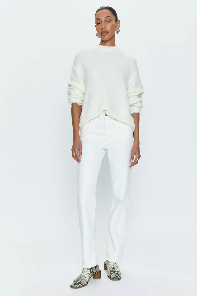 Pistola Denim Alpine Cozy Crew Neck Sweater 8211 Ivory Women Sweaters and Knits