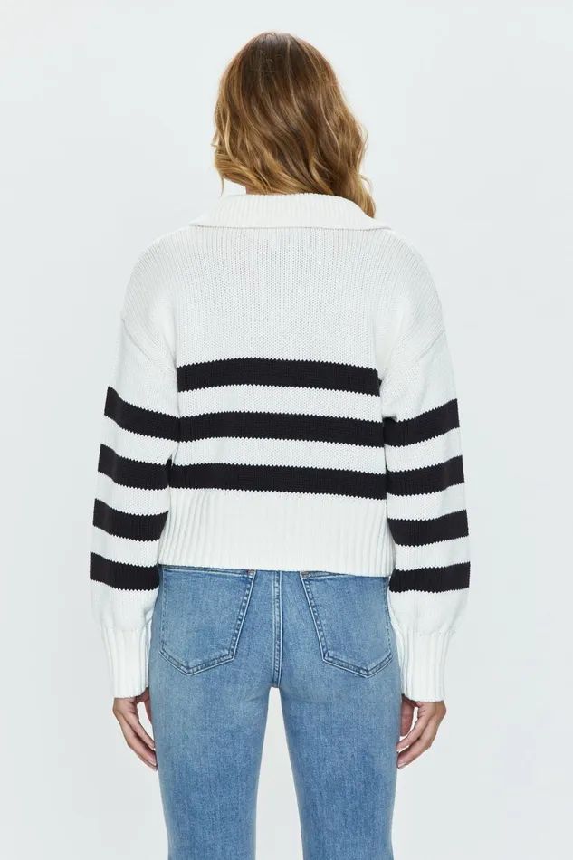Pistola Denim Arlo Polo Sweater 8211 Midnight Cream Stripe Women Tops
