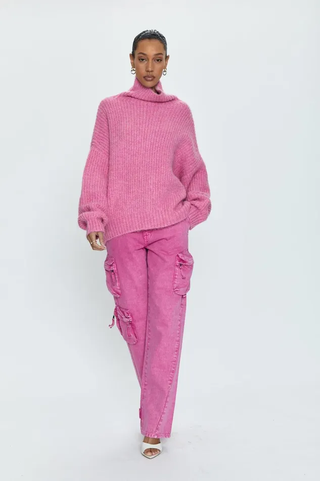 Pistola Denim Ashley Turtleneck Sweater 8211 Aurora Pink Women Sweaters and Knits