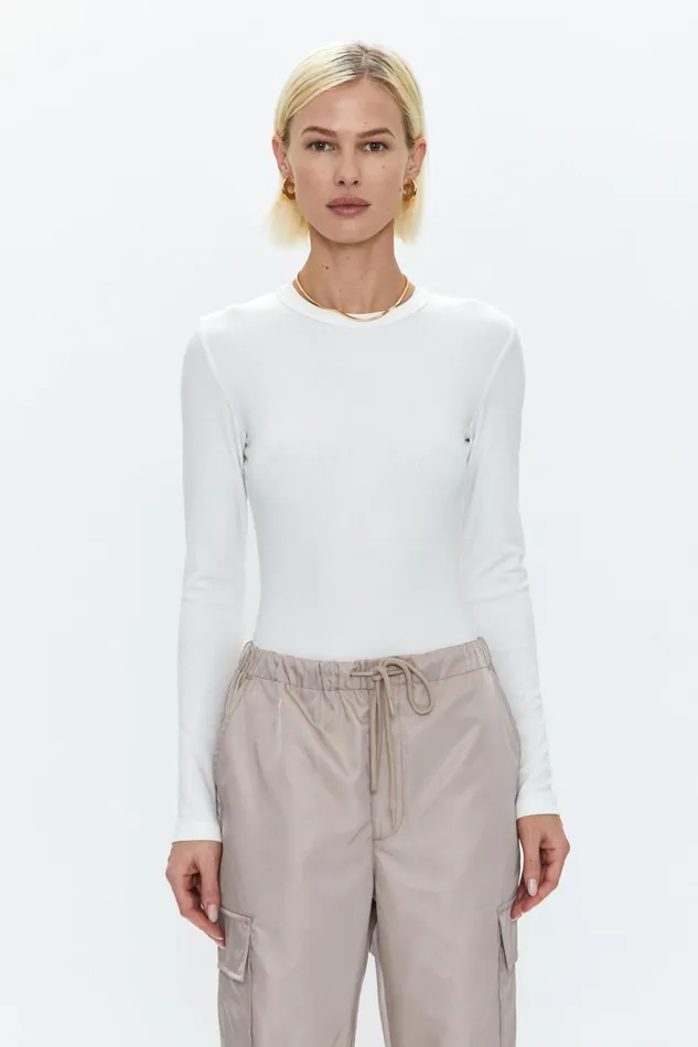 Pistola Denim Bailey Long Sleeve Crew Neck Thong Bodysuit 8211 Le Blanc Women Tops Pistola Denim Bailey Long Sleeve Crew Neck Thong Bodysuit 8211 Le Blanc Women Tops