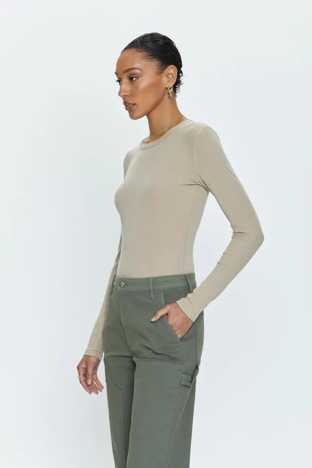 Pistola Denim Bailey Long Sleeve Crew Neck Thong Bodysuit 8211 Mink Women Tops