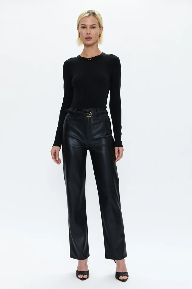 Pistola Denim Bailey Long Sleeve Crew Neck Thong Bodysuit 8211 Noir Women Tops