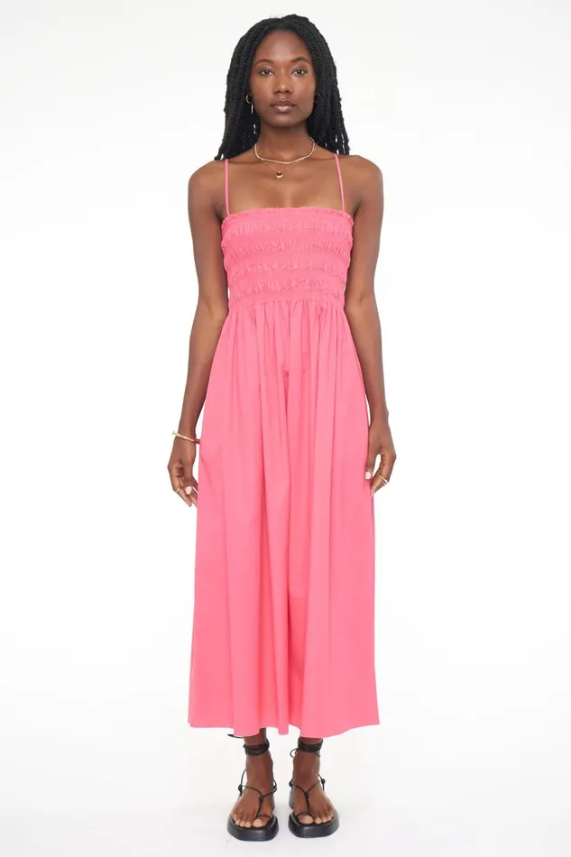 Pistola Denim Bianca Smocked Bodice Dress 8211 Pink Punch Women Dresses
