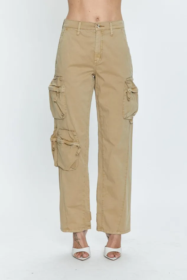 Pistola Denim Bobbie Mid Rise Loose Straight Cargo 8211 Coconut Women Pants