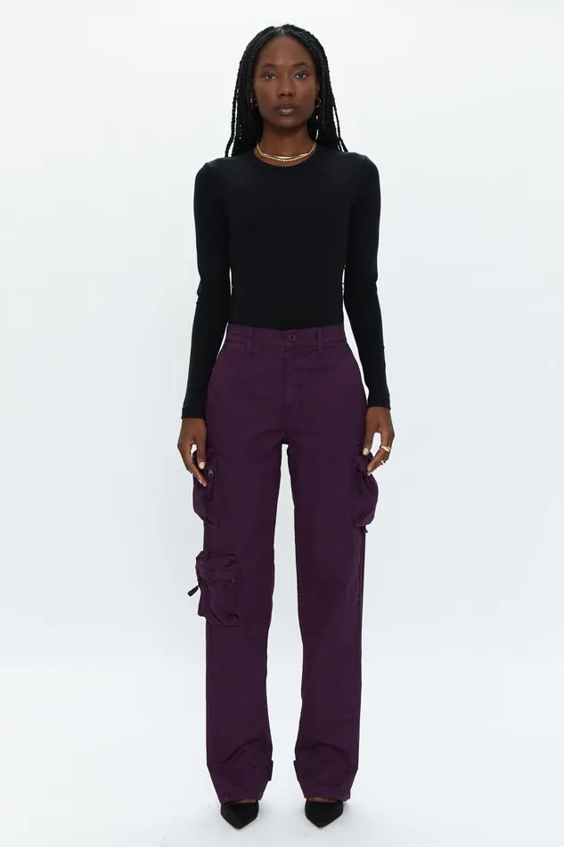 Pistola Denim Bobbie Mid Rise Loose Straight Cargo 8211 Washed Aubergine Women Pants Pistola Denim Bobbie Mid Rise Loose Straight Cargo 8211 Washed Aubergine Women Pants