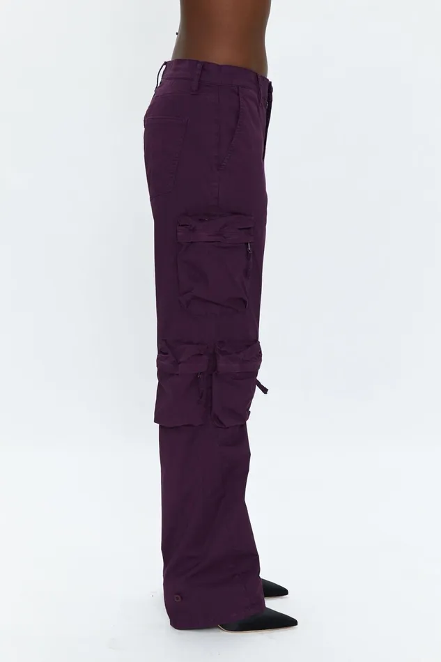 Pistola Denim Bobbie Mid Rise Loose Straight Cargo 8211 Washed Aubergine Women Pants