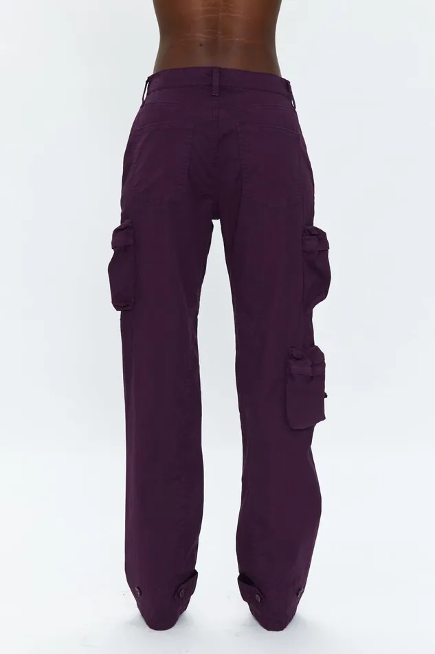 Pistola Denim Bobbie Mid Rise Loose Straight Cargo 8211 Washed Aubergine Women Pants