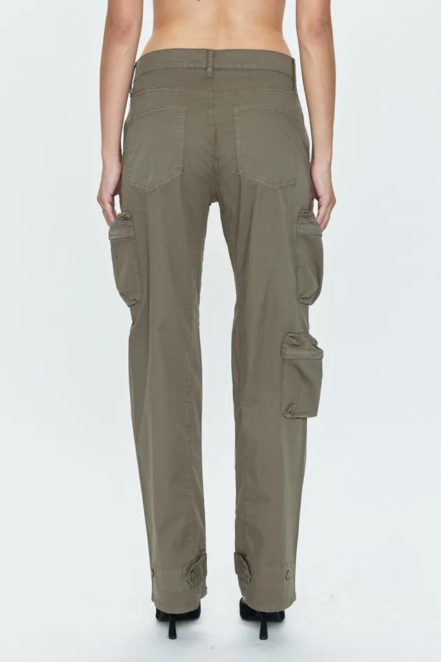 Pistola Denim Bobbie Utility Mid Rise Loose Straight Cargo 8211 Dark Olive Women Pants