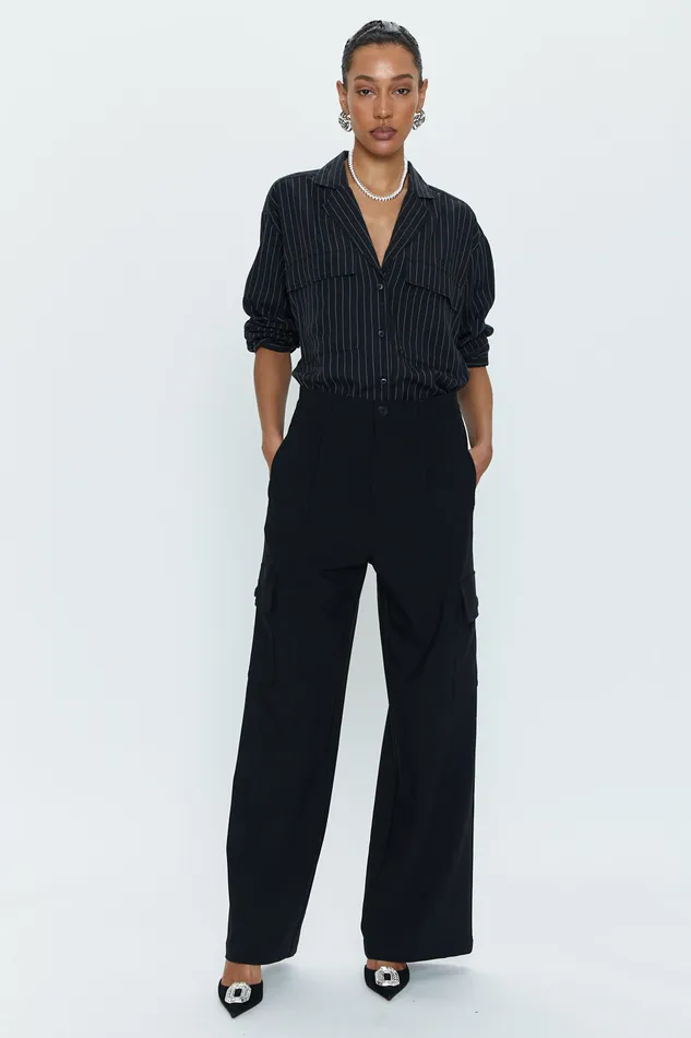 Pistola Denim Brynn High Rise Relaxed Cargo 8211 Black Women Pants