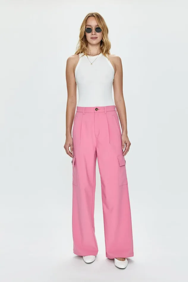 Pistola Denim Brynn High Rise Relaxed Cargo Trouser 8211 Pink Cosmos Women Pants