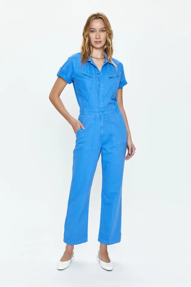 Pistola Denim Campbell Aviator Flight Suit 8211 Blue Belle Women Jumpsuits and Rompers