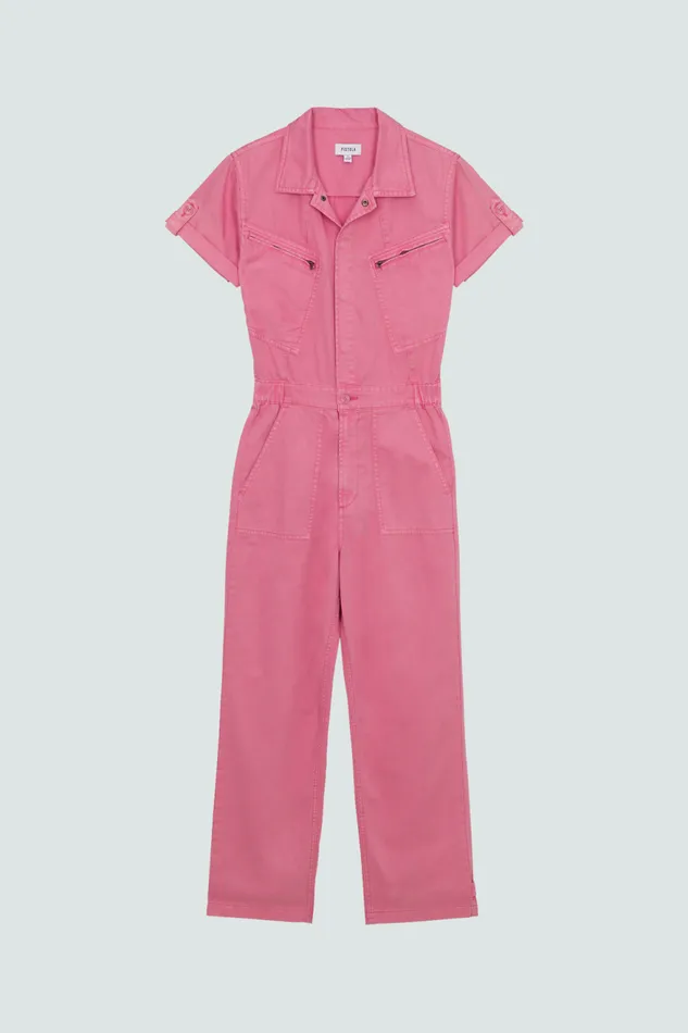 Pistola Denim Campbell Aviator Jumpsuit 8211 Peony Pink Women Jumpsuits and Rompers