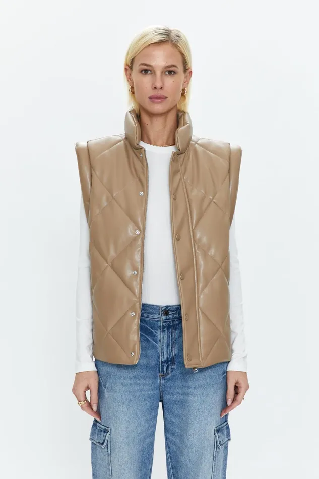 Pistola Denim Candice Puffer Vest 8211 Chai Women Jackets and Outerwear