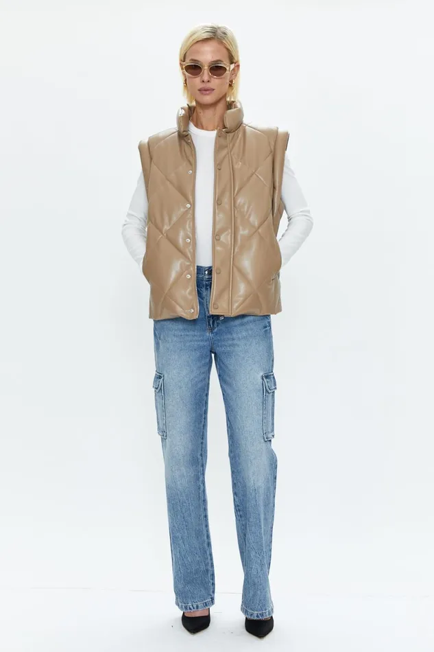 Pistola Denim Candice Puffer Vest 8211 Chai Women Jackets and Outerwear