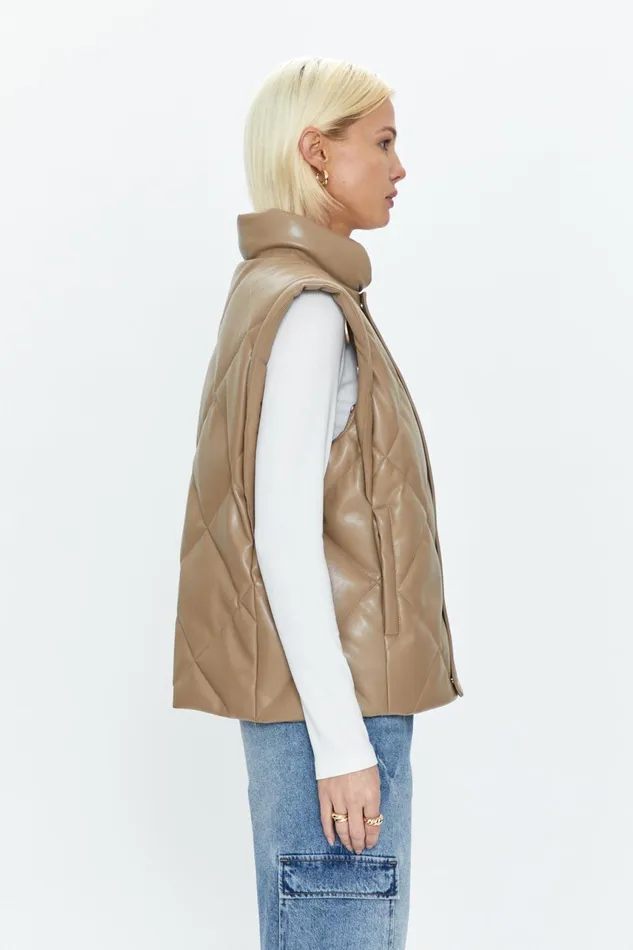 Pistola Denim Candice Puffer Vest 8211 Chai Women Jackets and Outerwear