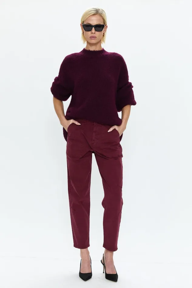 Pistola Denim Carlen Mock Neck Sweater 8211 Aubergine Women Sweaters and Knits