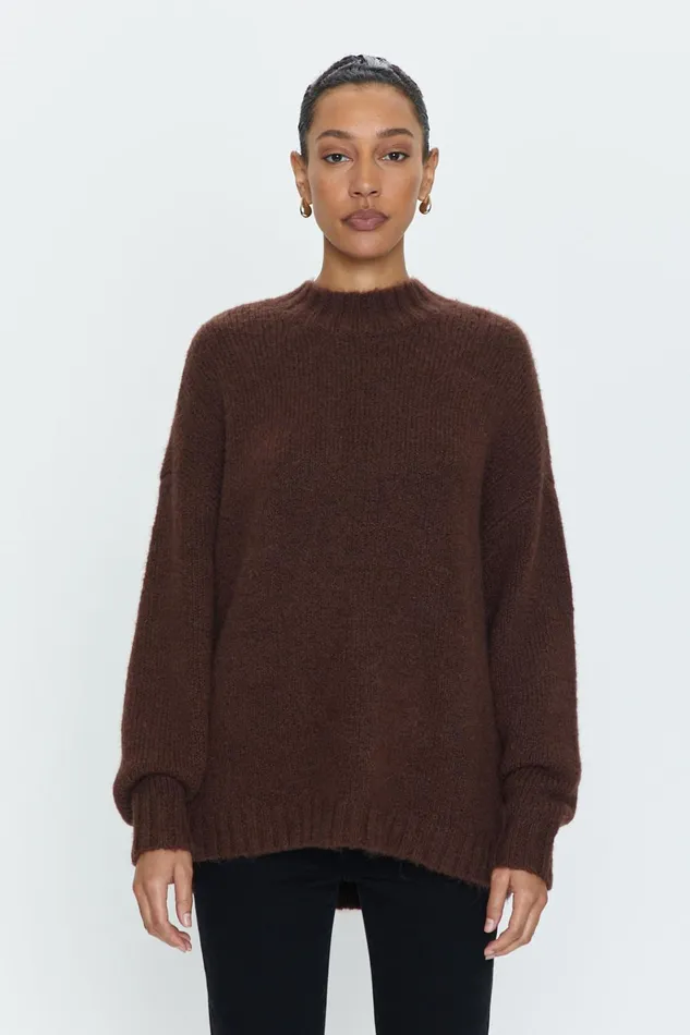 Pistola Denim Carlen Mock Neck Sweater 8211 Cocoa Women Sweaters and Knits