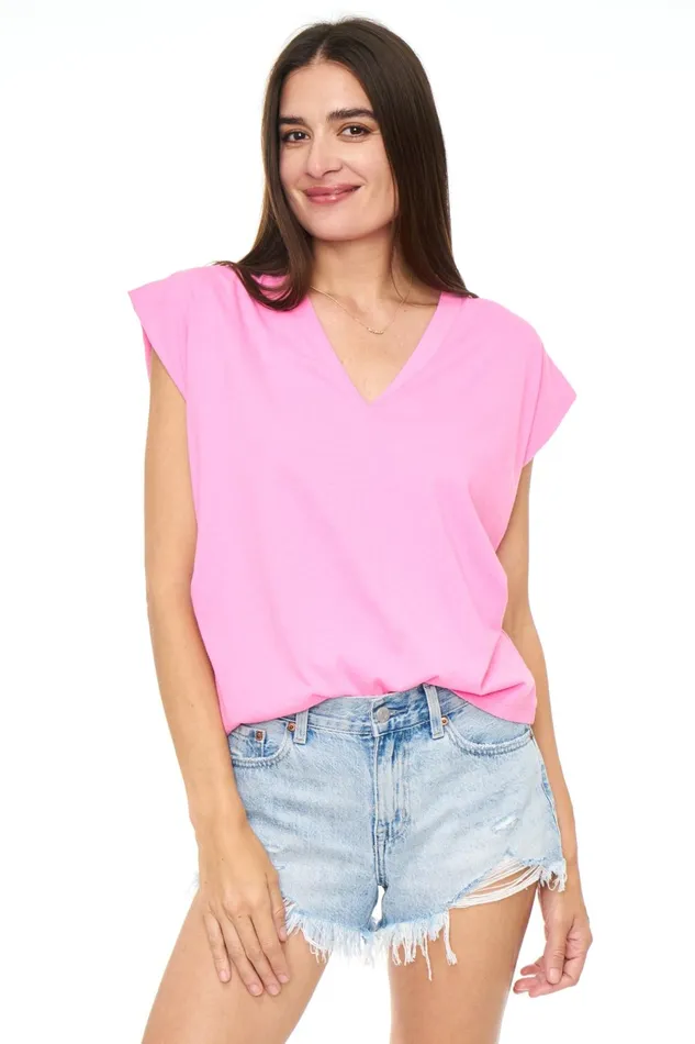 Pistola Denim Carson VNeck Muscle Tee 8211 Flamingo Women Tops