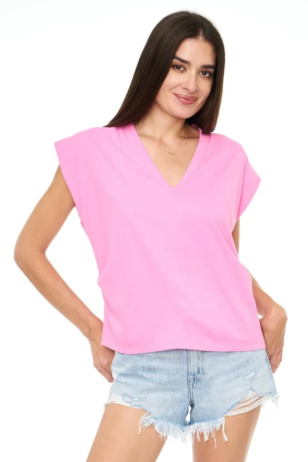 Pistola Denim Carson VNeck Muscle Tee 8211 Flamingo Women Tops