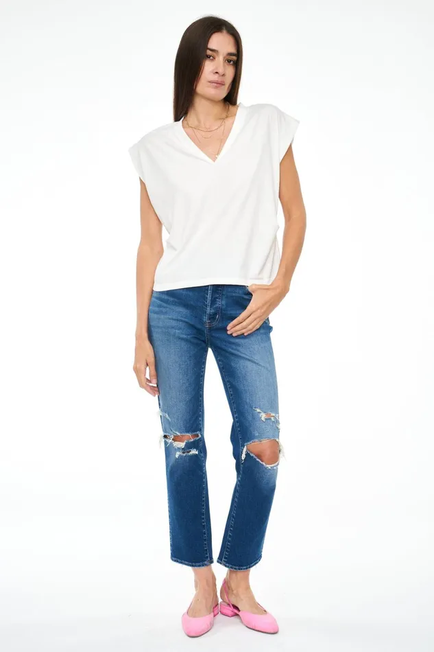 Pistola Denim Carson VNeck Muscle Tee 8211 Le Blanc Women Tops