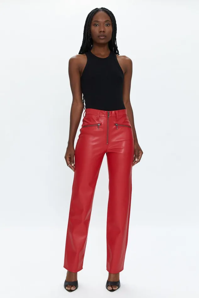 Pistola Denim Cassie Exposed Zipper Super High Rise Straight 8211 Garnet Women Pants Pistola Denim Cassie Exposed Zipper Super High Rise Straight 8211 Garnet Women Pants