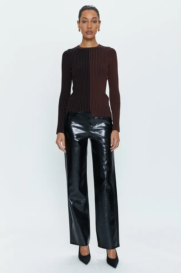 Pistola Denim Cassie Super High Rise Straight 8211 Black Vinyl Women Pants