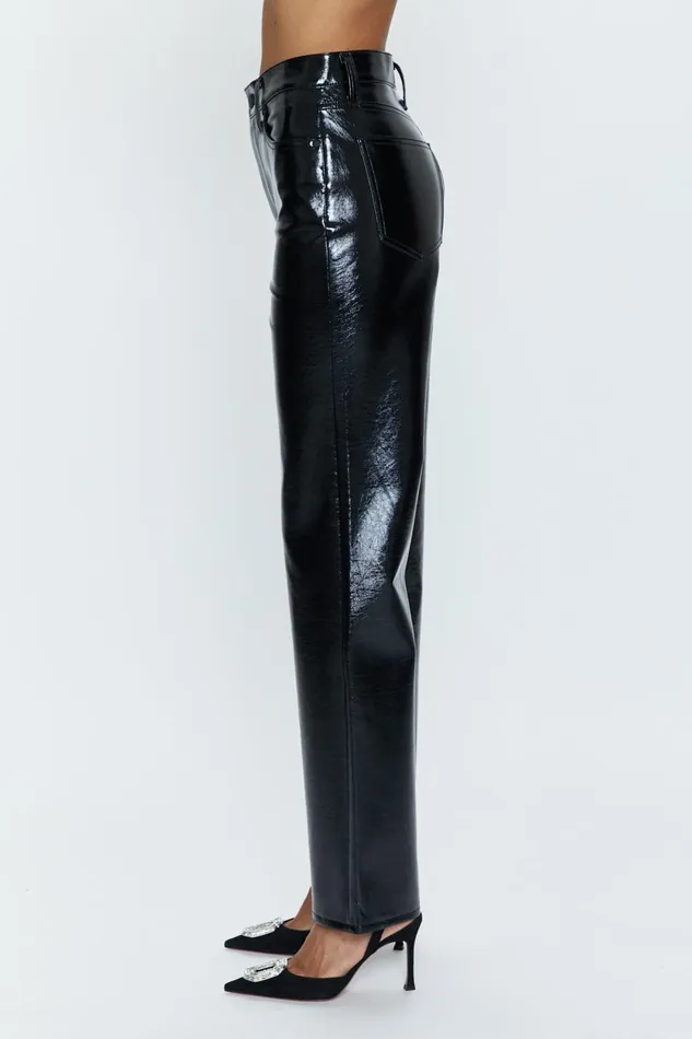Pistola Denim Cassie Super High Rise Straight 8211 Black Vinyl Women Pants
