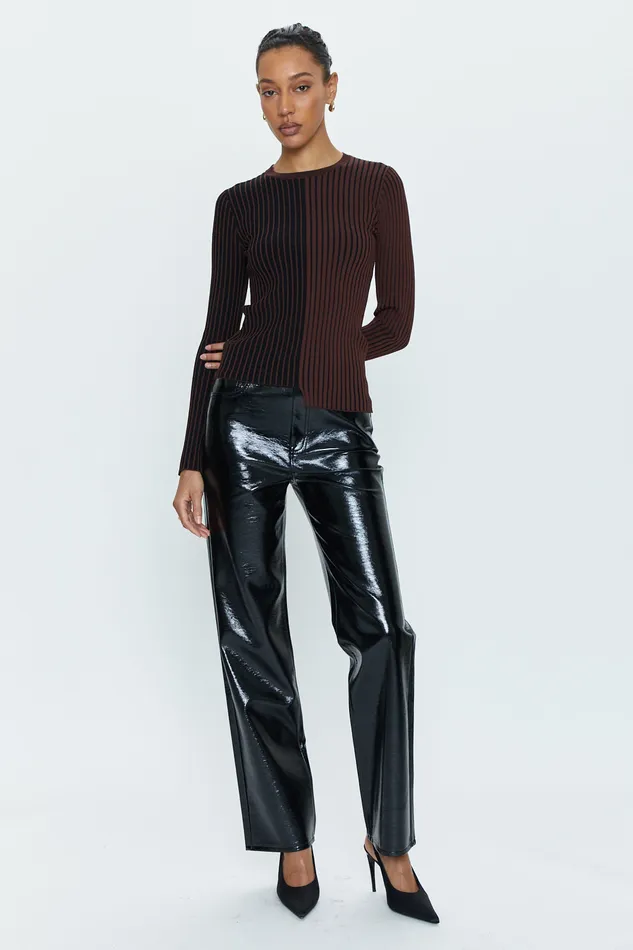 Pistola Denim Cassie Super High Rise Straight 8211 Black Vinyl Women Pants