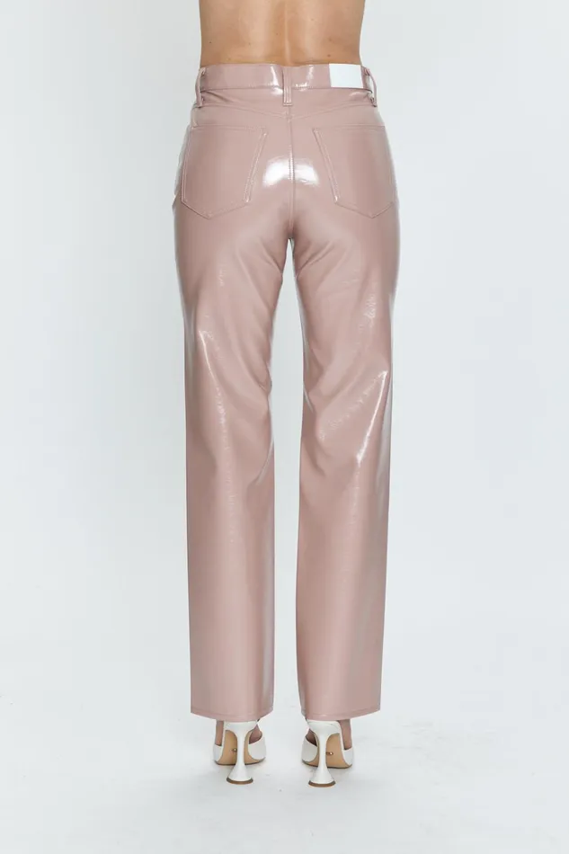 Pistola Denim Cassie Super High Rise Straight 8211 Mellow Rose Vinyl Women Pants