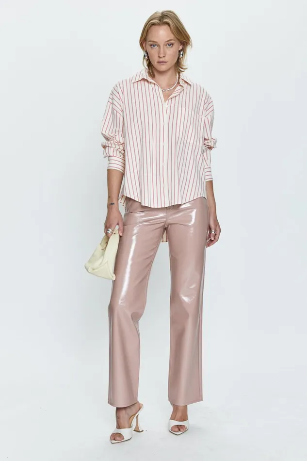 Pistola Denim Cassie Super High Rise Straight 8211 Mellow Rose Vinyl Women Pants