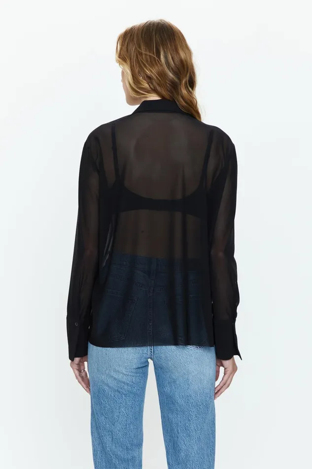 Pistola Denim Celine Long Sleeve Button Down 8211 Noir Women Tops