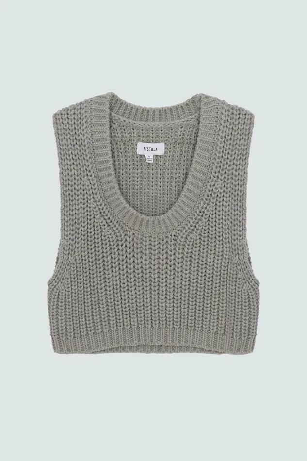 Pistola Denim Cora Knit Vest 8211 Light Grey Women Tops