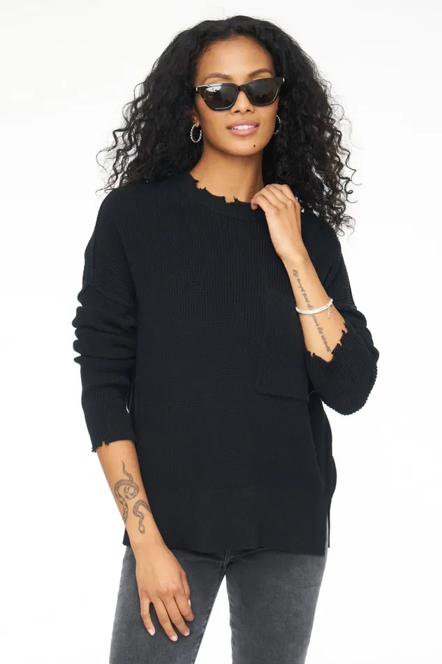 Pistola Denim Darya Oversized Crewneck Pullover 8211 Midnight Women Tops