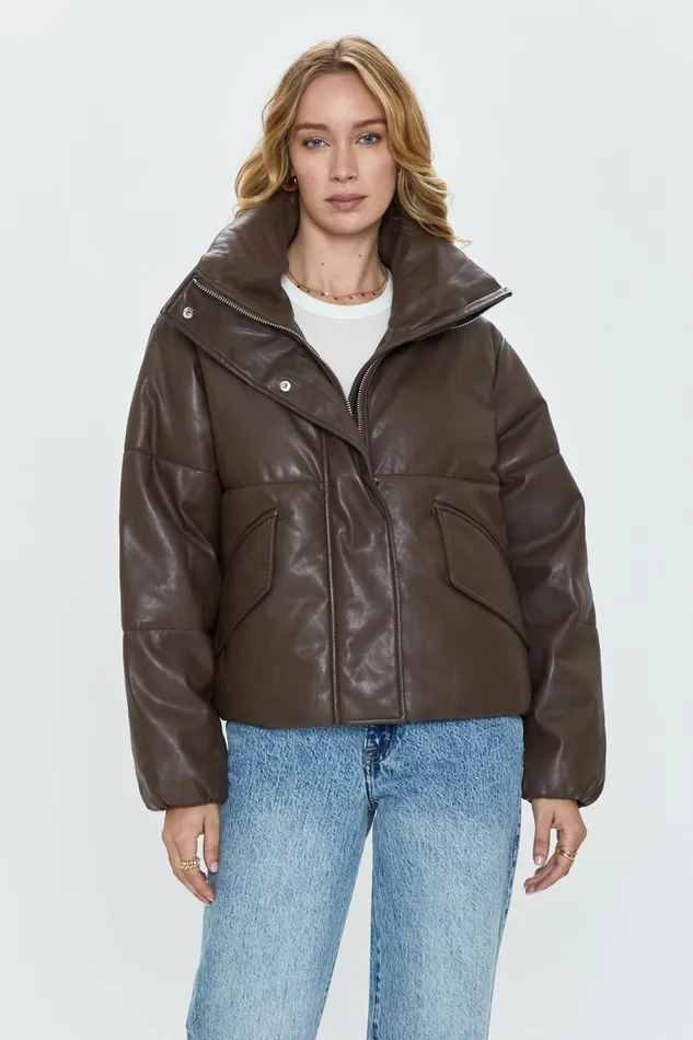 Pistola Denim Donovan Puffer Jacket 8211 Espresso Women Jackets and Outerwear