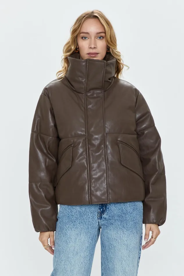 Pistola Denim Donovan Puffer Jacket 8211 Espresso Women Jackets and Outerwear