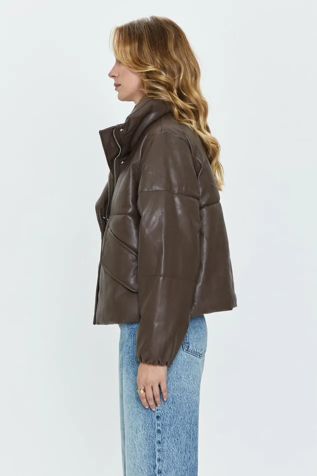 Pistola Denim Donovan Puffer Jacket 8211 Espresso Women Jackets and Outerwear