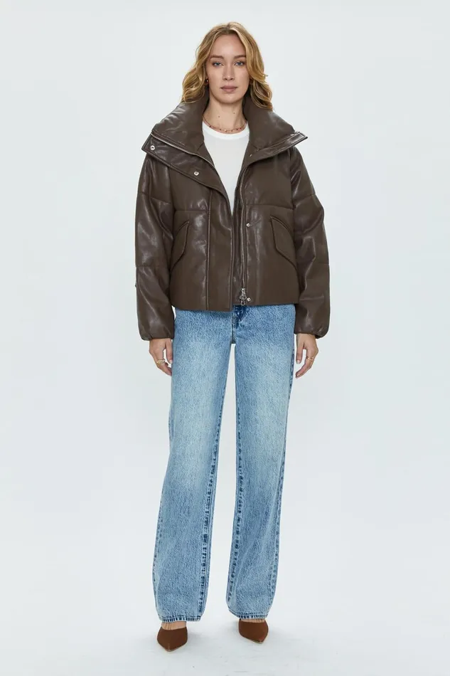 Pistola Denim Donovan Puffer Jacket 8211 Espresso Women Jackets and Outerwear