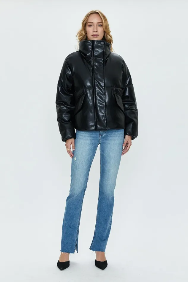 Pistola Denim Donovan Swing Puffer Jacket 8211 Noir Women Jackets and Outerwear