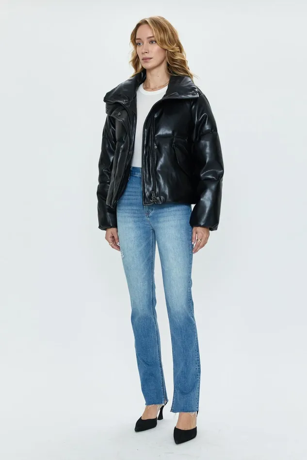 Pistola Denim Donovan Swing Puffer Jacket 8211 Noir Women Jackets and Outerwear