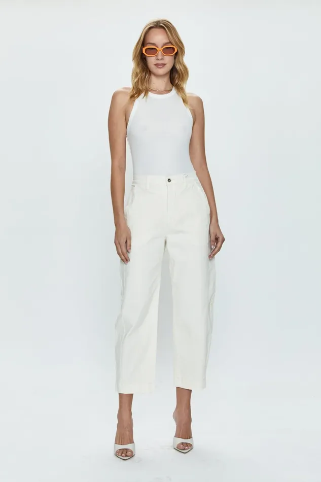 Pistola Denim Eli High Rise Arched Trouser 8211 Eggshell Women Pants